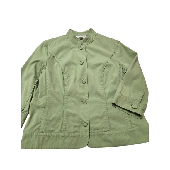 Coldwater Creek Jacket Women's 14 Lime Green 3/4 Sleeves Pockets Cotton I9.1 - Picture 10 of 10